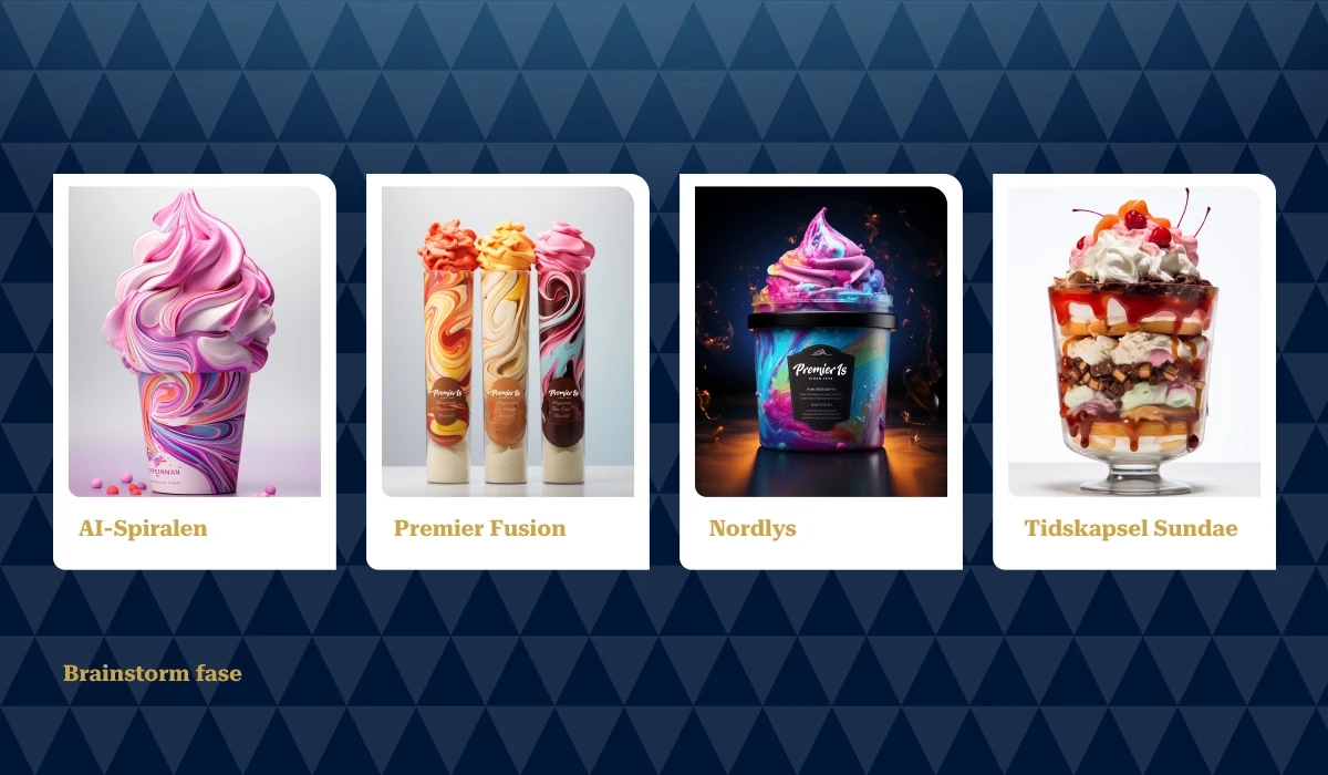 The first concept board: four directions for an AI-assisted ice cream.