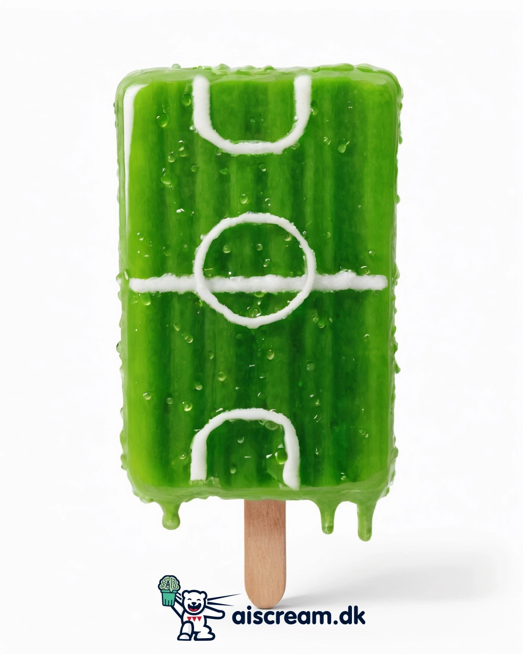 AI concept — a green football-pitch ice lolly.