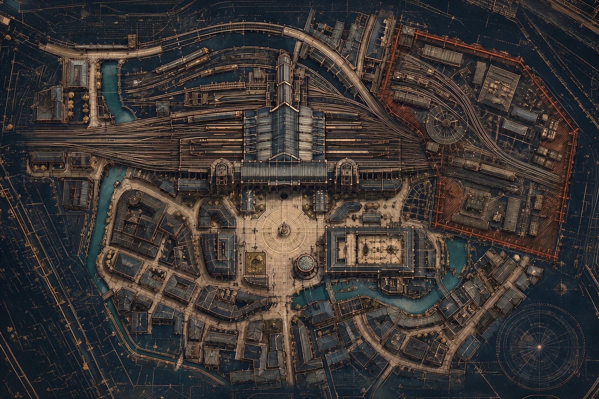 An intricate illustrated district map from The Living Atlas