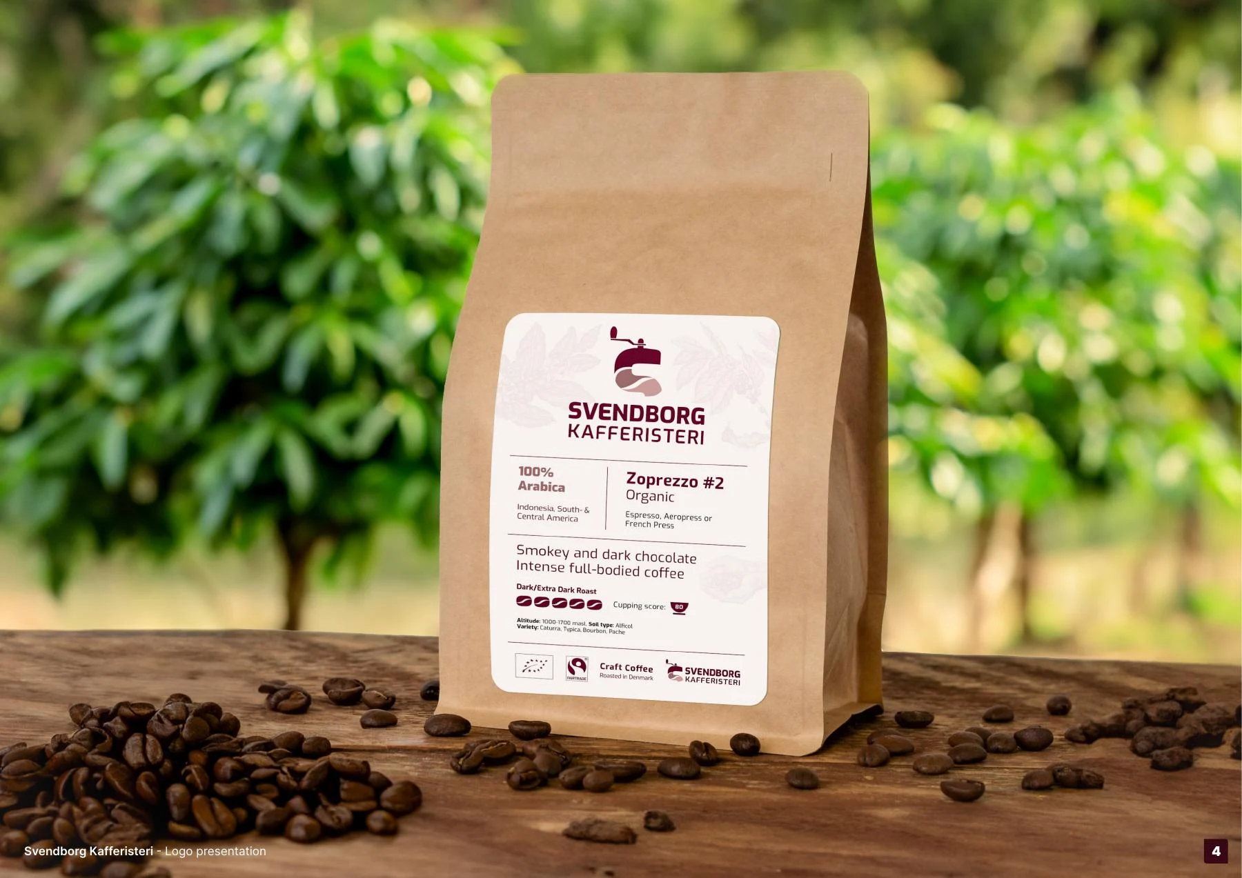 Whole-bean coffee packaging.