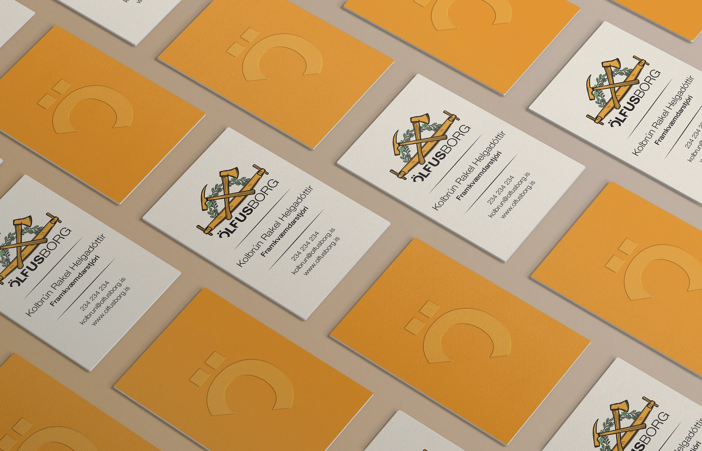 Business-card and stationery presentation.