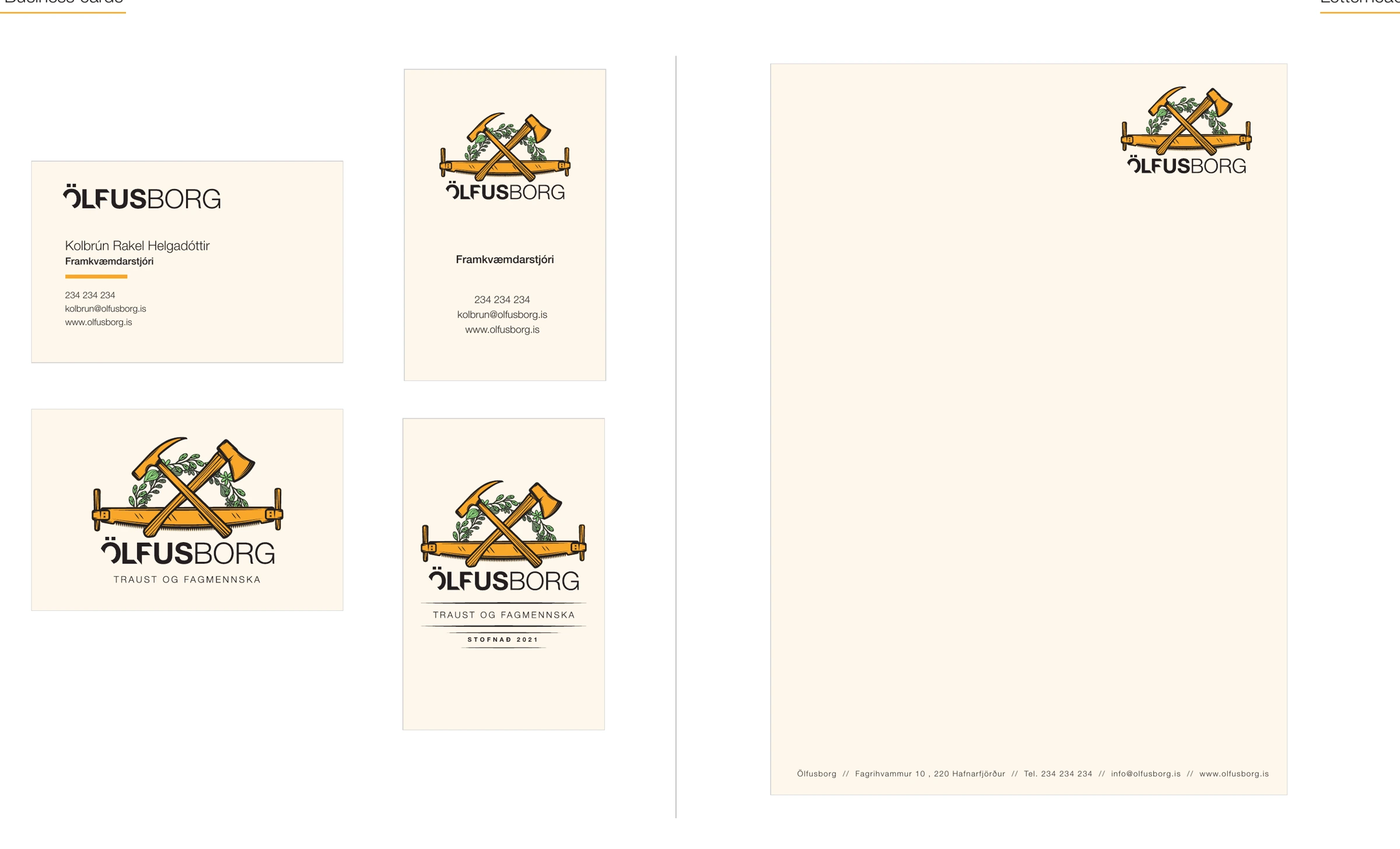 The complete stationery layouts.