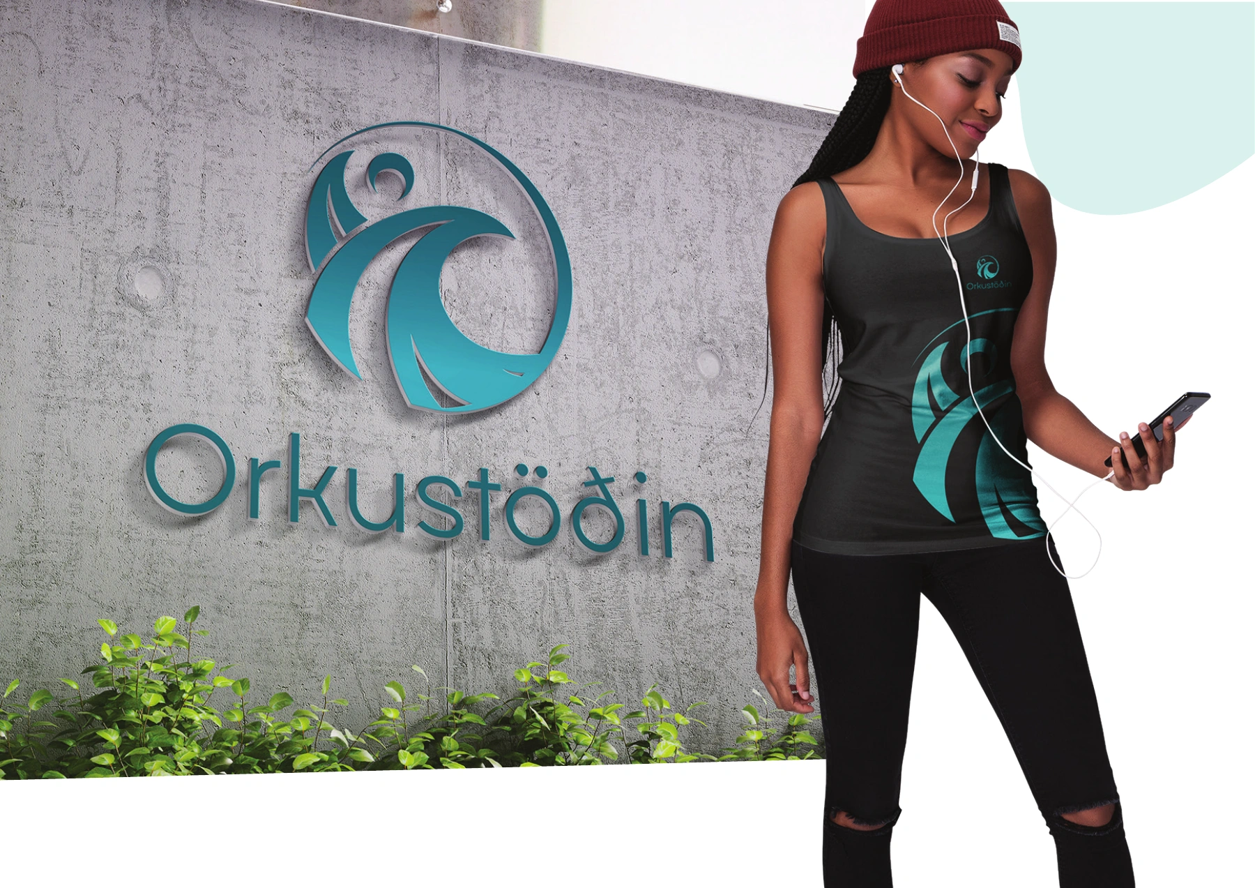Orkustöðin signage and clothing concepts from the original identity guide