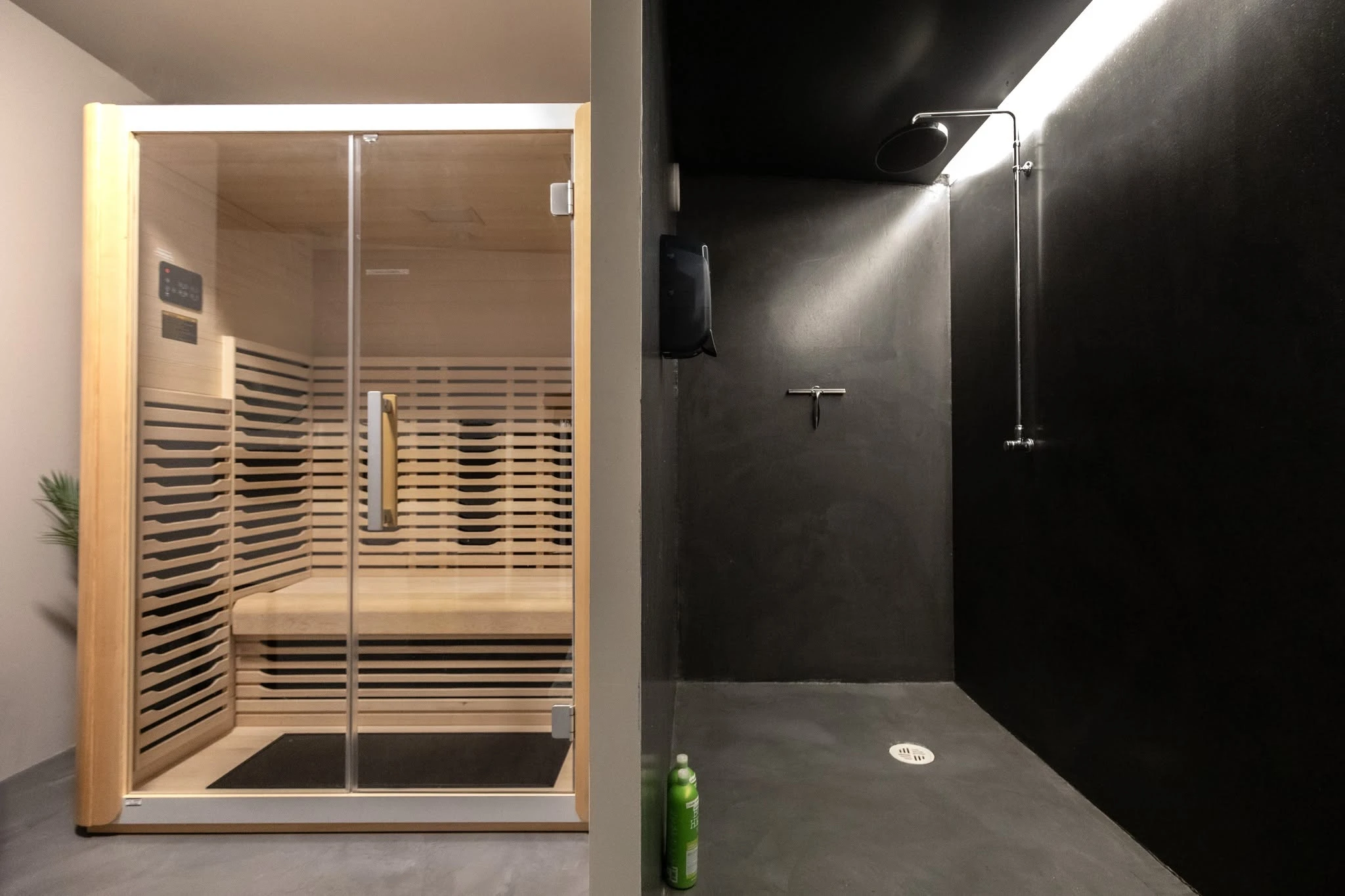 Sauna and shower facilities at the centre.